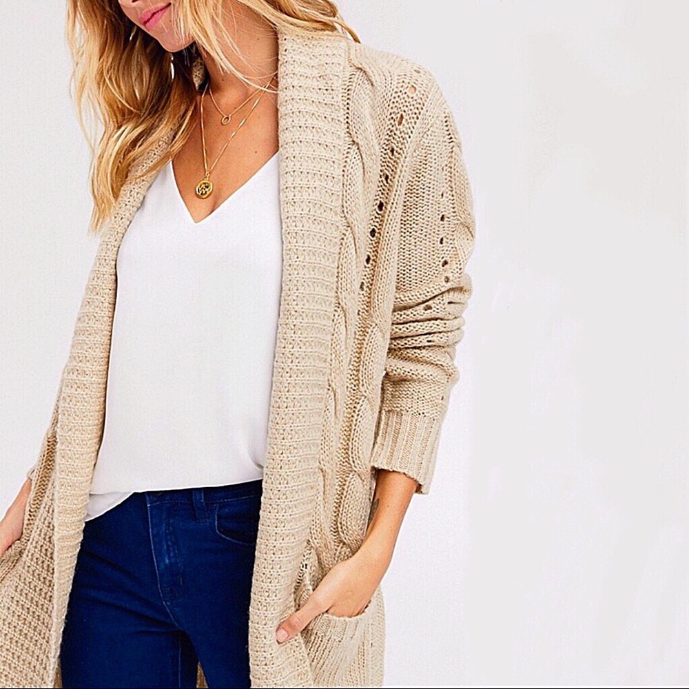 NEW! Cozy Cable Loose Knit Long Cardigan Sweater - Picture 6 of 8